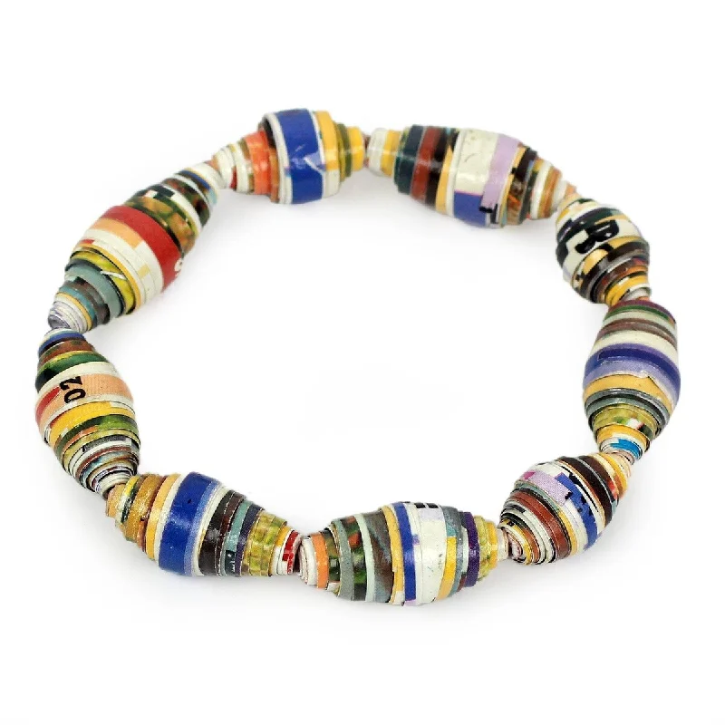 Dainty bracelets for women  NOVICA Storyteller, Recycled paper stretch bracelet