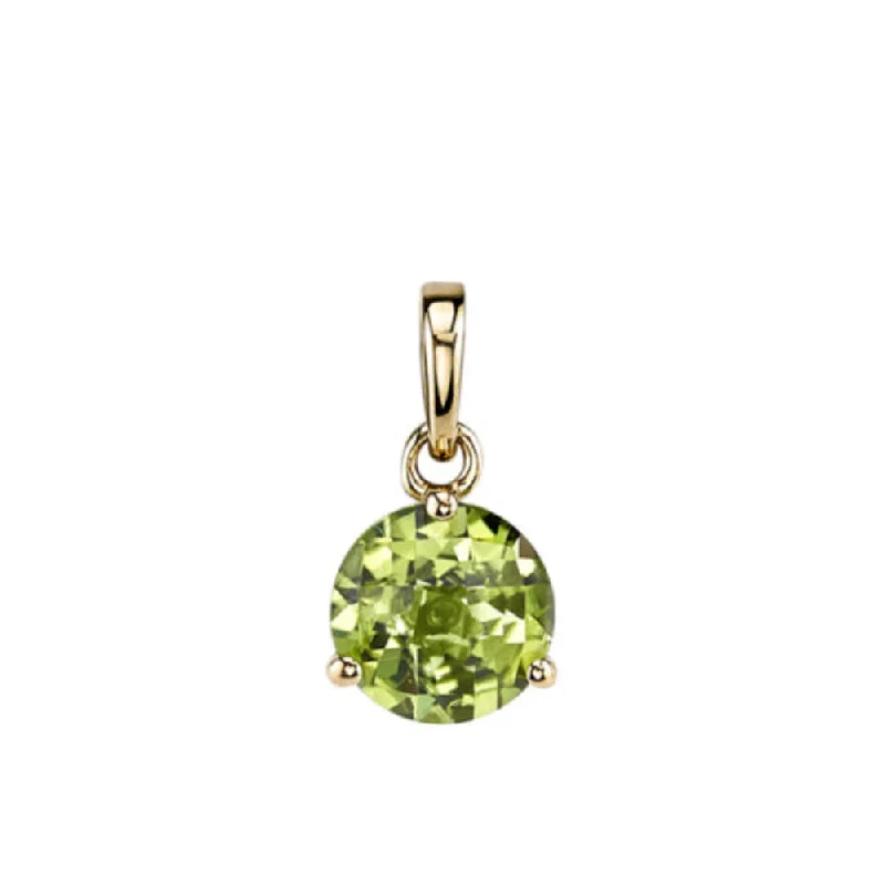 Birthstone necklaces for women  14k Gold 8mm Round Peridot Pendant Necklace