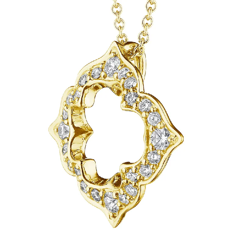 Bohemian layered necklaces  Verragio 18k Gold Victorian Open Diamond Pendant Necklace