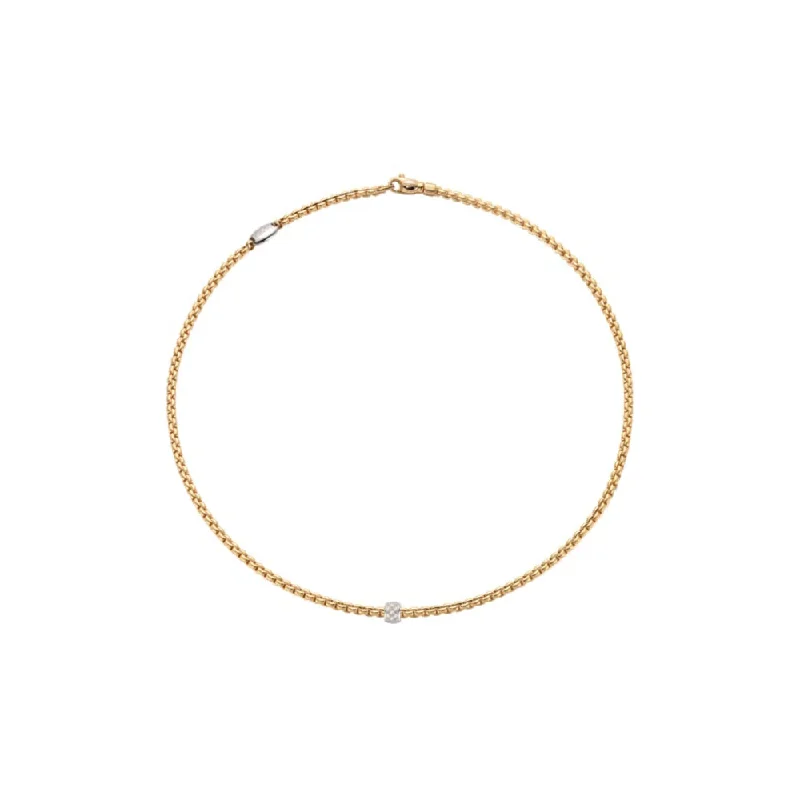 Boho tribal necklaces  Fope 18k Gold Eka Tiny Diamond Necklace