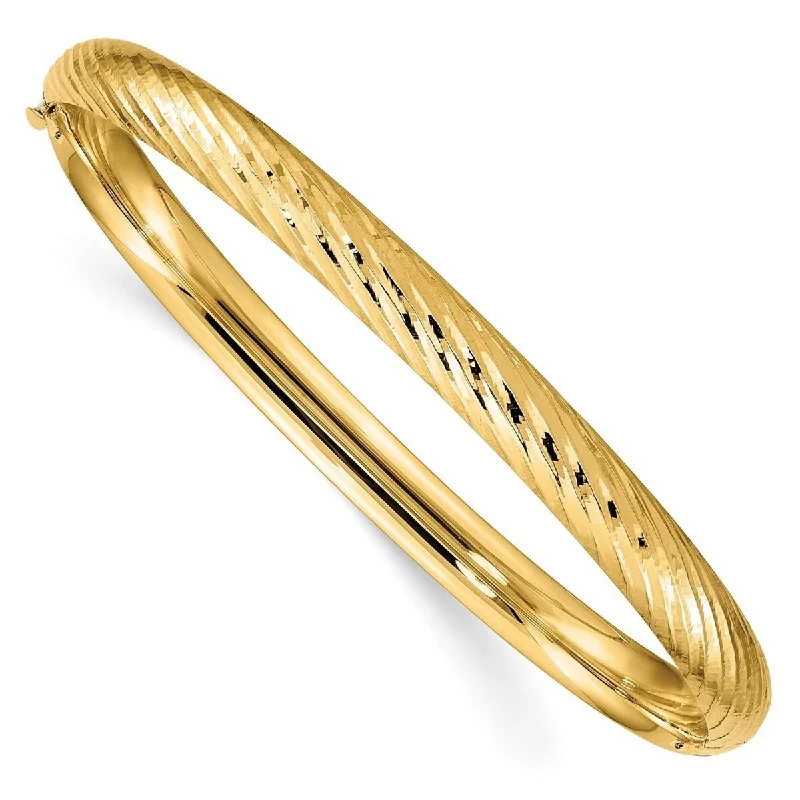 Minimalist chain bracelets  Curata 14k Yellow Gold 4/16 Textured Cuff Stackable Bangle Bracelet