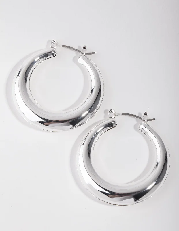 Adjustable earringsSilver Basic Smooth Hoop Earrings