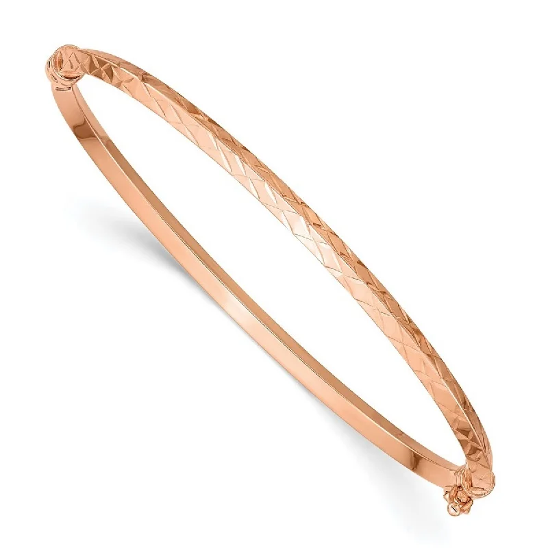 Moon and sun bracelets  Curata 3.25mm 14k Rose Gold Polished Sparkle Cut Hinged Cuff Stackable Bangle Bracelet 7 Inch