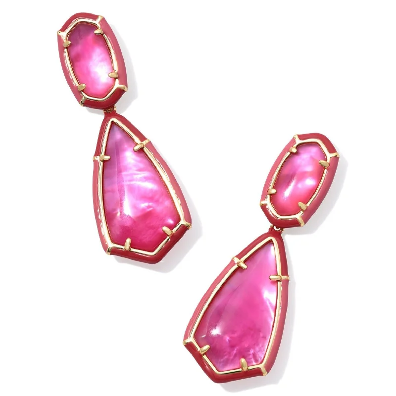 Party statement earringsKendra Scott | Camry Gold Enamel Frame Statement Earrings in Azalea Illusion