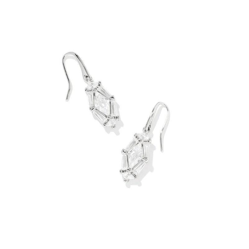 Fashion earrings underKendra Scott | Lindy Rae Lee Silver Drop Earrings in White Crystal