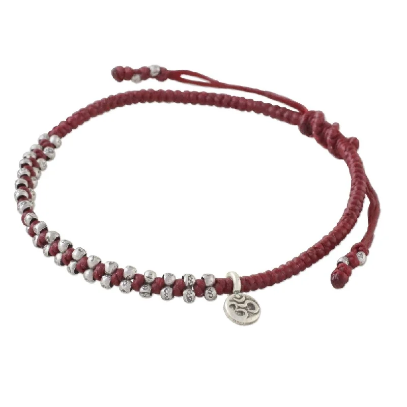 Bar chain bracelets  Handmade Silver Bohemian Life in Crimson Bracelet (Thailand) - Red