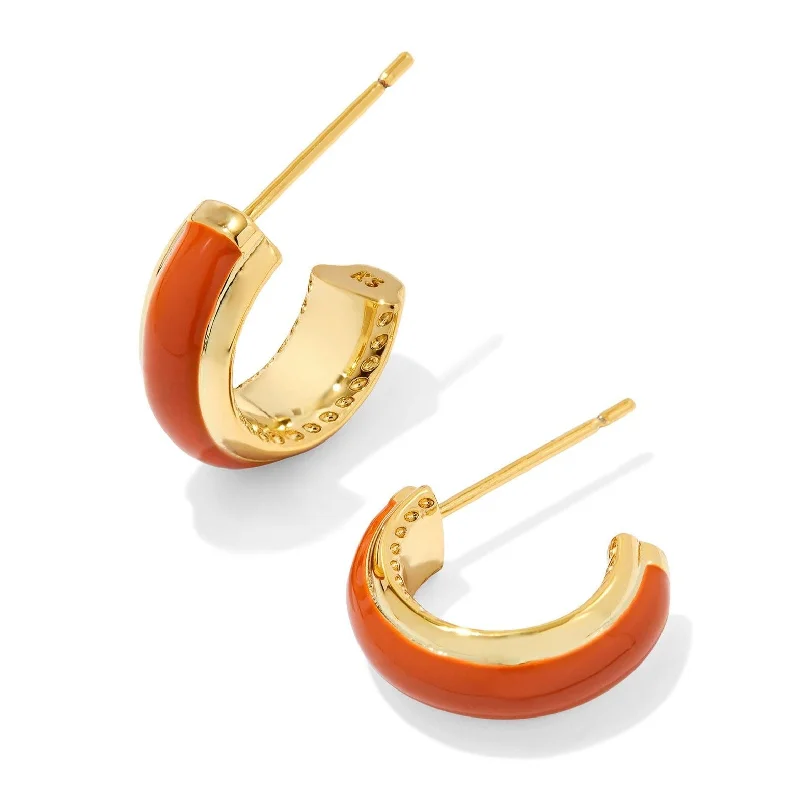 Autumn leaf earringsKendra Scott | Ainsley Gold Huggie Earrings in Orange Enamel