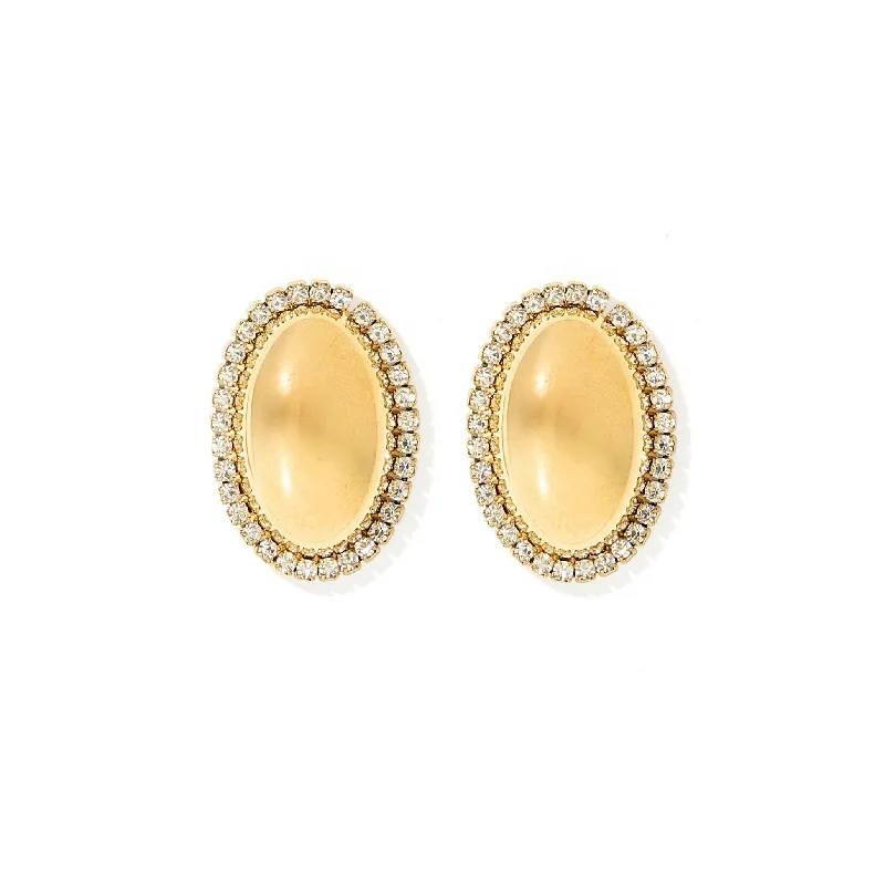 Statement earringsLinny Co | Colette Gold Tone Oval Stud Earrings with CZ Crystal Outline