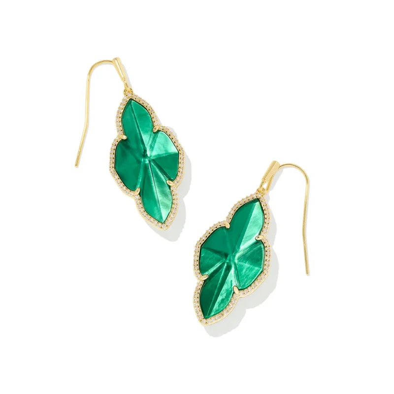 Elegant pearl drop earringsKendra Scott | Abbie Pave Frame Gold Drop Earrings in Green Illusion