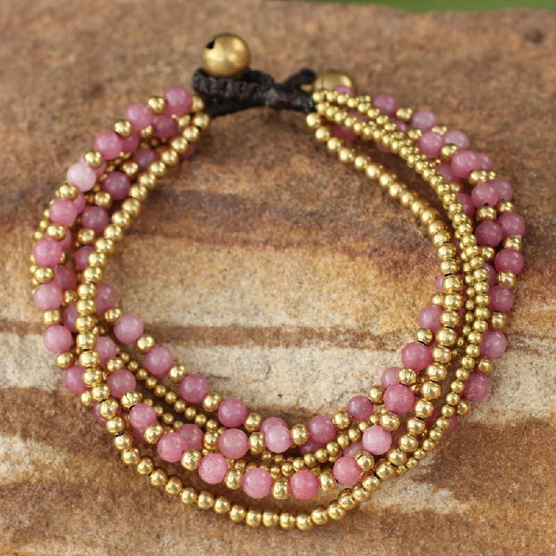 Star-shaped bracelets  Handmade Brass 'Rose Joy' Quartz Bracelet (Thailand)