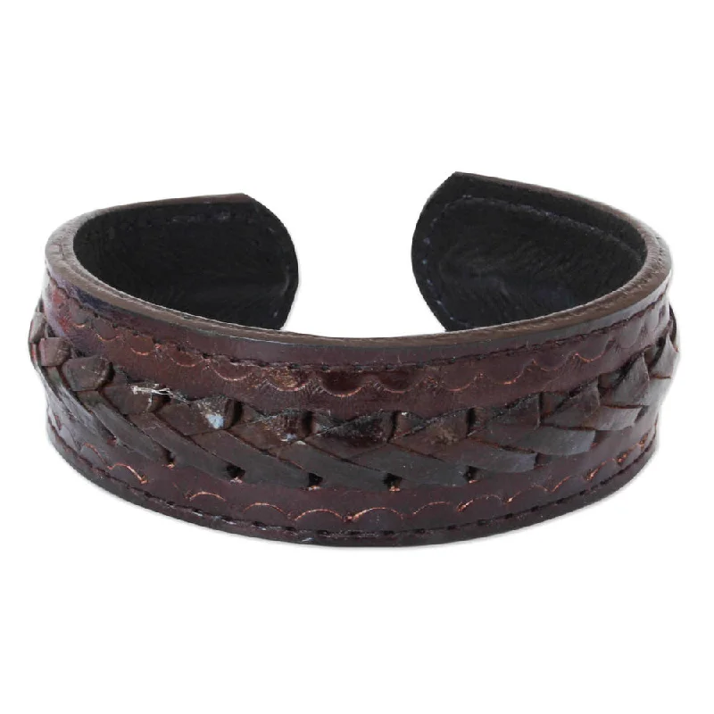 Small chain bracelets  Handmade Men's Leather 'Brown Braided Path' Bracelet (Thailand)