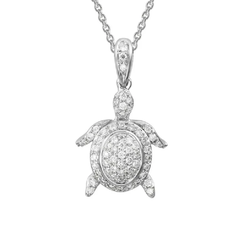 Trendy geometric necklaces  14k Diamond Turtle Pendant Necklace