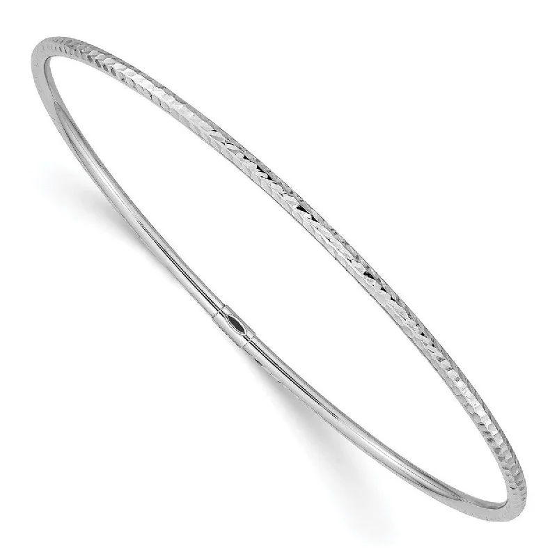 Chunky gold bracelets  Curata 14k White Gold Slip on Polished Hollow tube 2mm Sparkle-Cut Bangle Bracelet