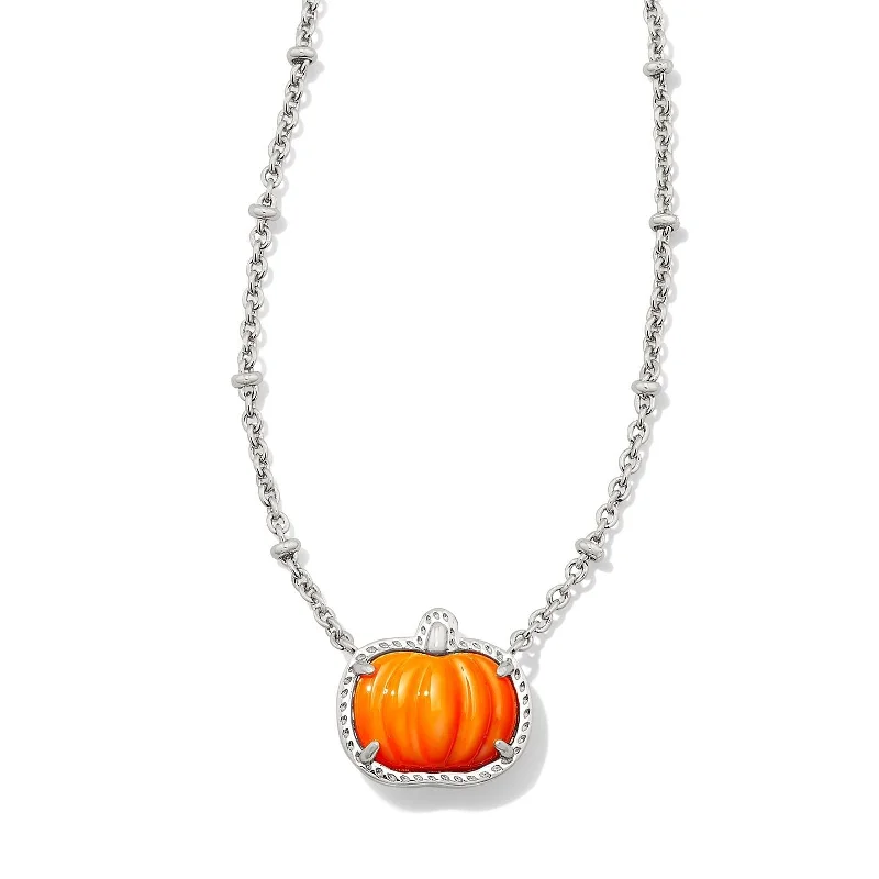 Assorted fashion necklaces pack  Kendra Scott Pumpkin Silver Short Pendant Necklace in Orange Mother of Pearl