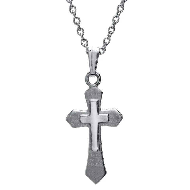 Bohemian layered necklaces  Sterling Silver Children's Cross Pendant Necklace