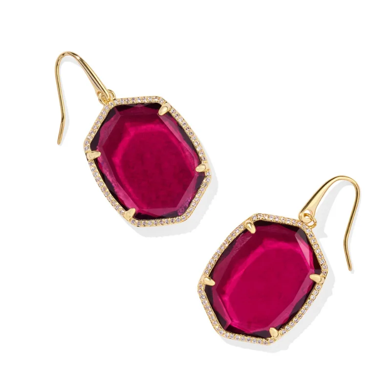 White pearl earringsKendra Scott | Daphne Pave Frame Gold Drop Earrings in Berry Mica