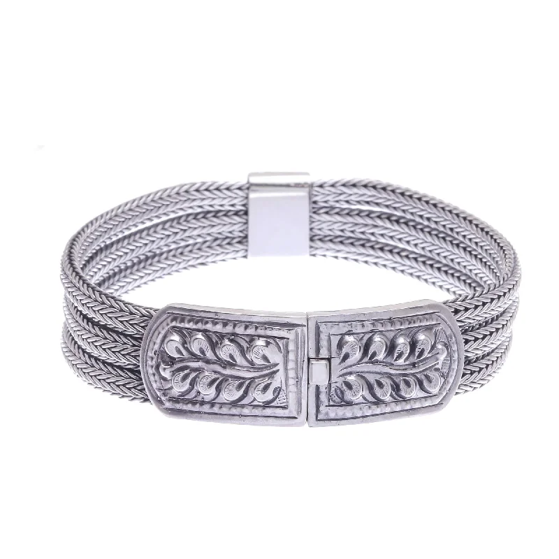 Mixed metal bracelets  NOVICA Mens Handmade Sterling Silver Wheat Beared Head Bracelet (Thailand)