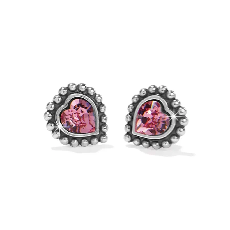 Classic pearl stud earringsBrighton | Shimmer Heart Mini Post Earrings in Pink Crystal