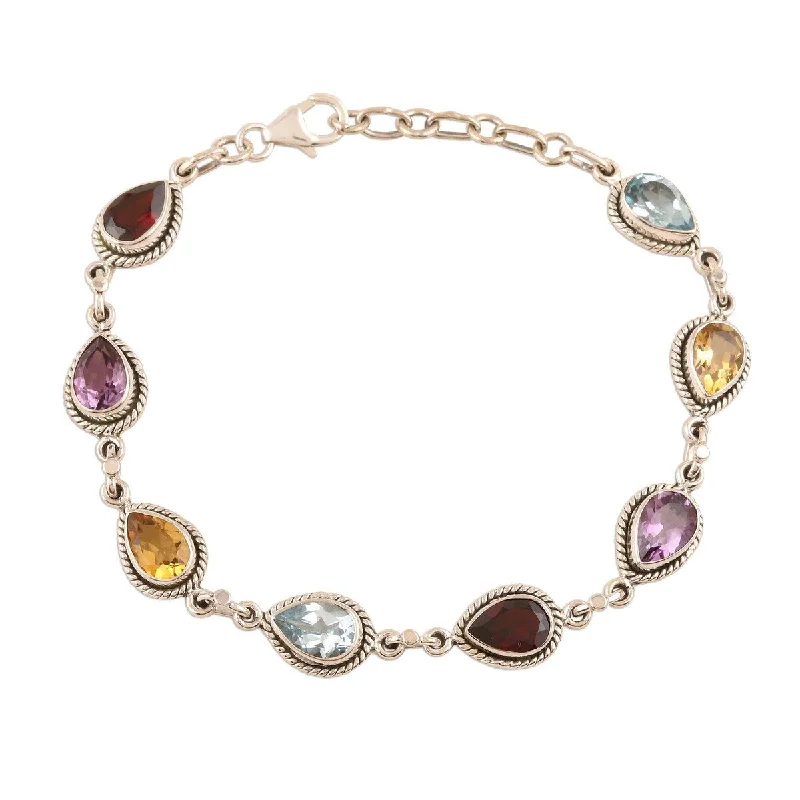 Nickel-free bracelets  NOVICA On the Bright Side, Multi-gemstone link bracelet