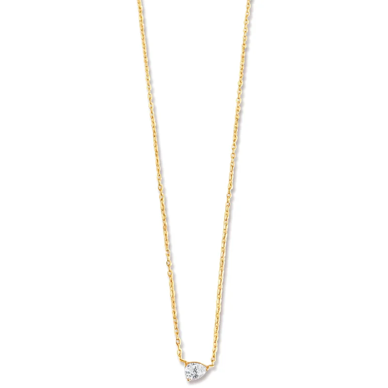 Minimal chain necklaces  Lola Solitaire Sideways Pear Necklace