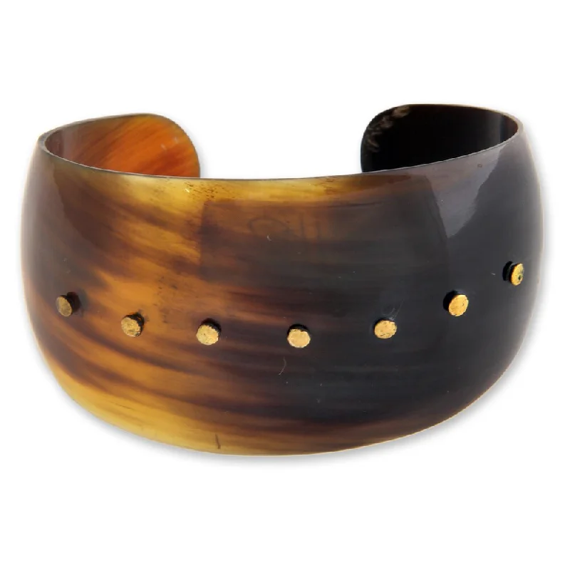 Star-shaped bracelets  Handmade Cow Horn 'Evening Horizon' Cuff Bracelet (Indonesia)