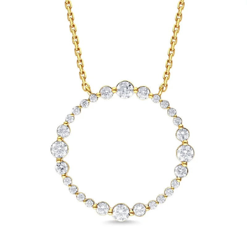 Necklace sets for layering  14k Gold Diamond Circle Pendant Necklace