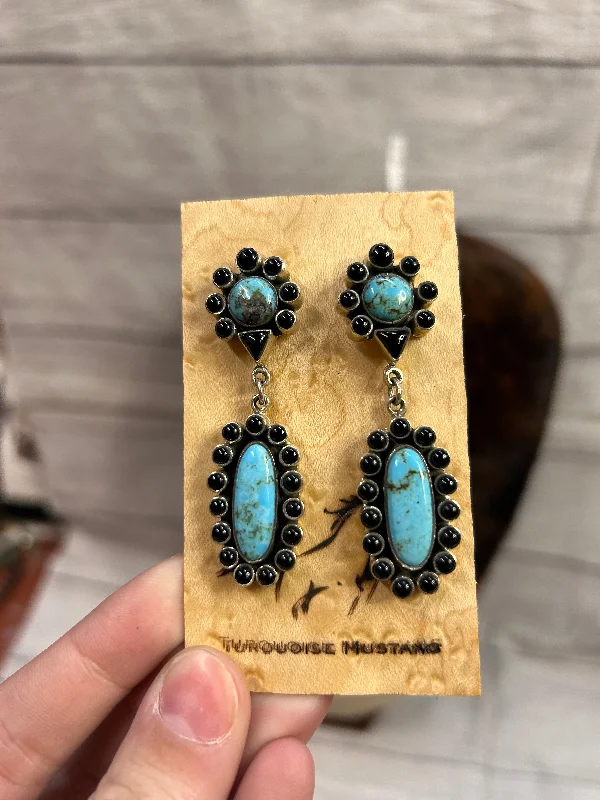 Fashion earrings underGenuine Black Onyx and Turquoise Dangle Earrings