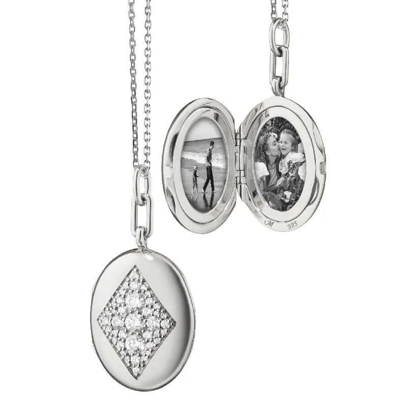 Matching earring and necklace set  "Charlotte" Sterling Silver Locket Necklace