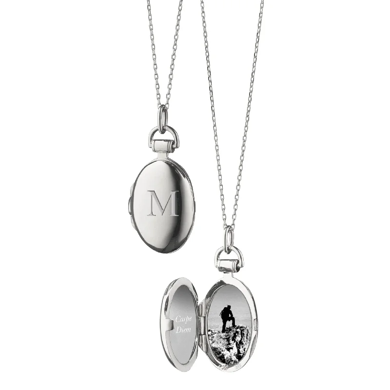 Diamond pendant necklaces  Petite "Anna" Sterling Silver Engraved Locket Necklace