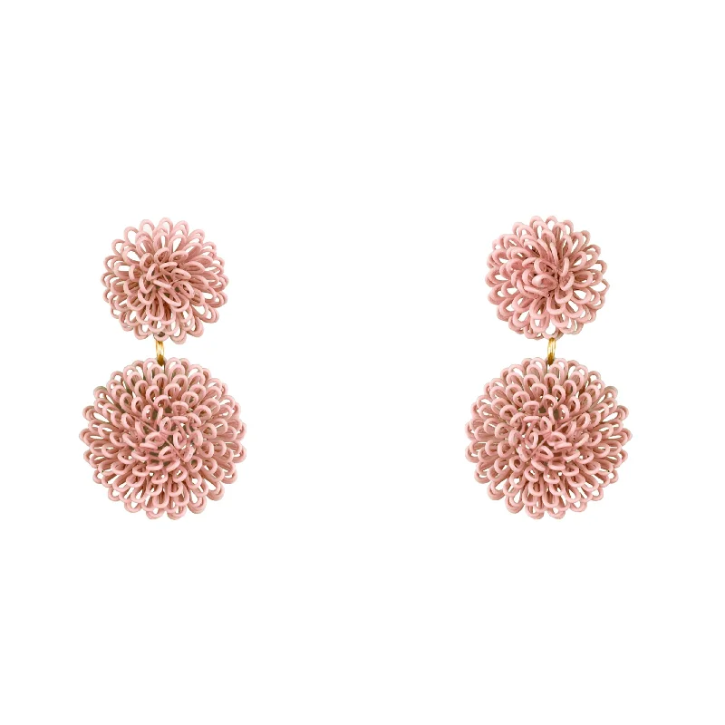 Birthday gift earringsDouble Light Pink Pompom Rainbow