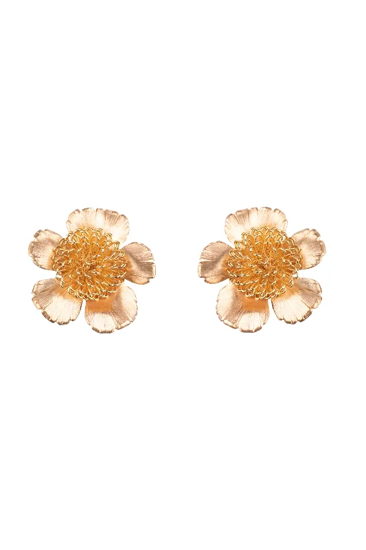 Mixed metal earringsGold Floral Pompom Earrings