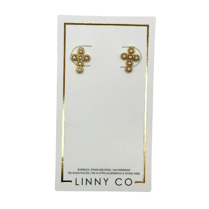 Hypoallergenic earringsLinny Co | Bethany Gold Tone Pearl Cross Stud Earrings