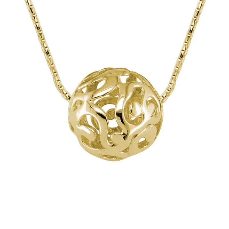 Adjustable length necklaces  14Y Gold Sphere Pendant Necklace 18"