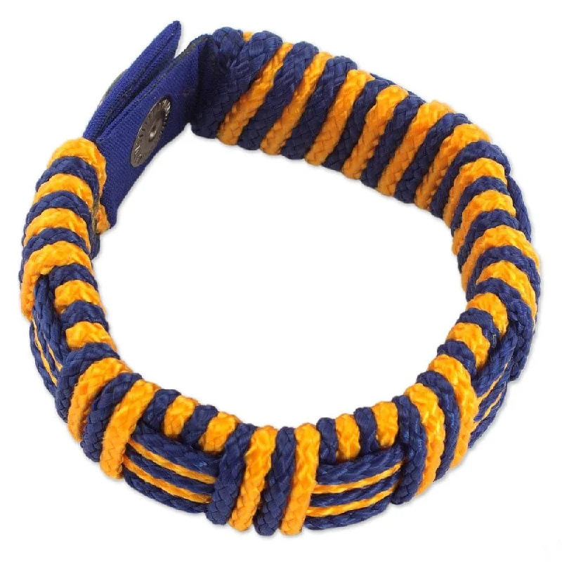 Rose gold and crystal bracelets  Polypropylene Cord 'Blue and Gold Kente Power' Bracelet - 7'6" x 9'6"