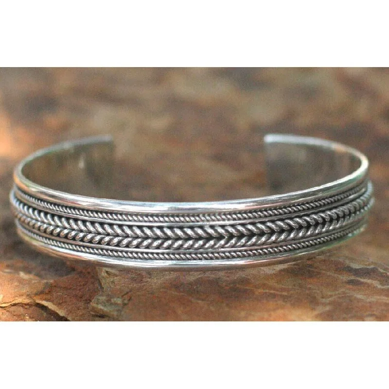 Elegant diamond bracelets  NOVICA Lanna Illusions Braid Patterns Coil Around the Wrist in this 925 Sterling Silver Contemporary Womens Cuff Bracelet