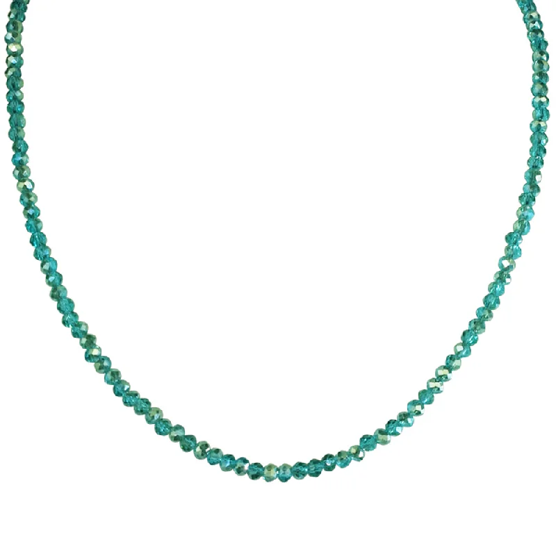 Winter snowflake necklaces  Shimmer Bead 18" Necklace (Sterling Silvertone/Aqua)