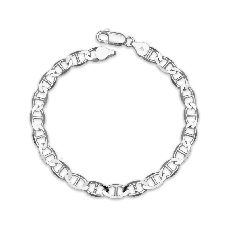 Winter snowflake bracelets  Curata 925 Sterling Silver Italian Men's 6mm Mariner Chain Bracelet (Choice of 8" or 9") - White