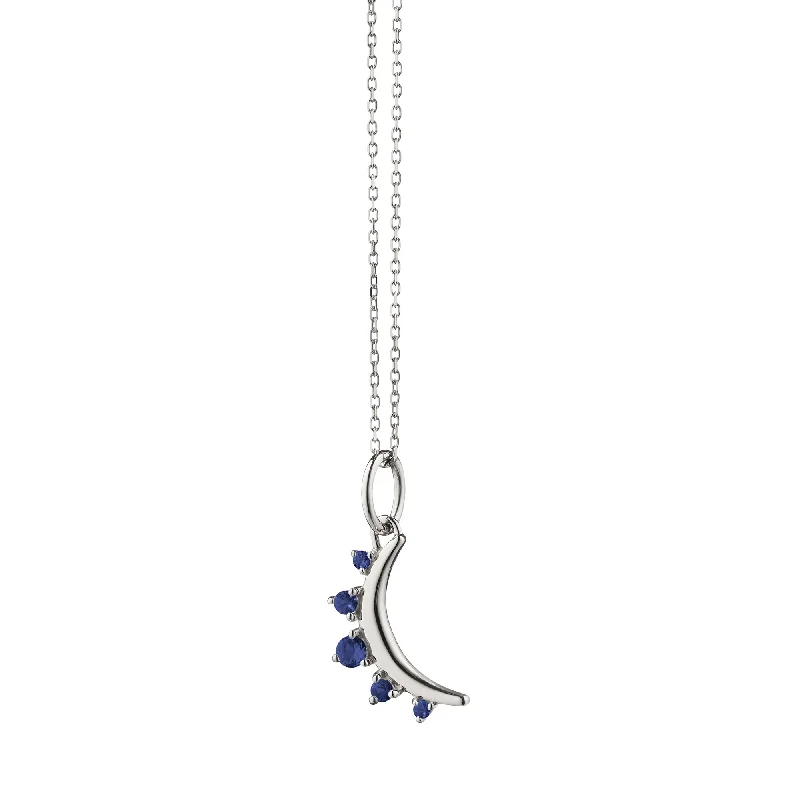 Trendy geometric necklaces  September Sapphire "Moon" Sterling Silver Birthstone Necklace