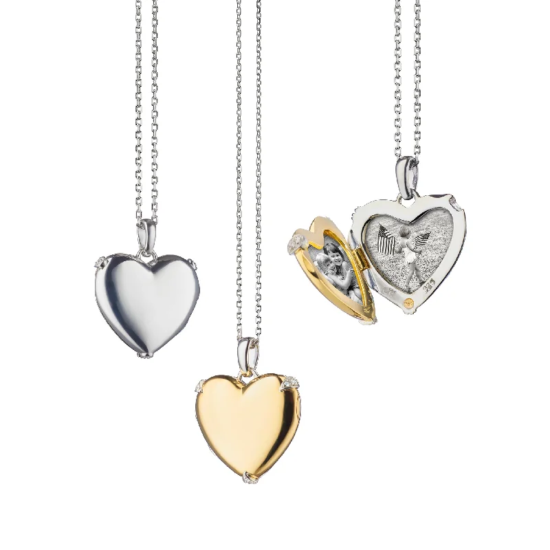 Birthday gift necklaces  Two-Tone "Heart of Gold" Locket Necklace