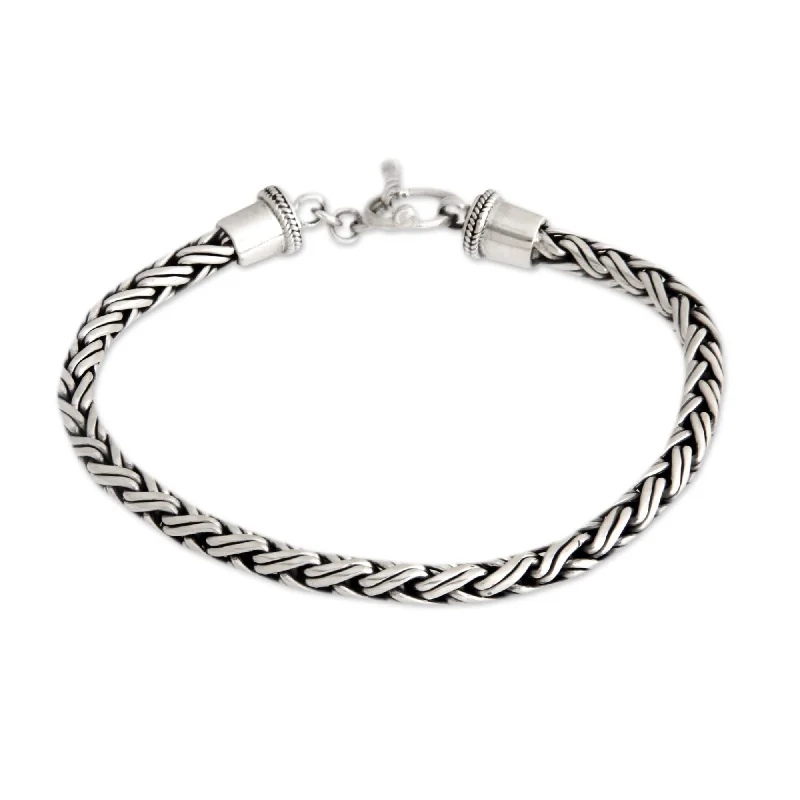 Trendy geometric bracelets  Men's Sterling Silver Bracelet Balinese Python (Indonesia)