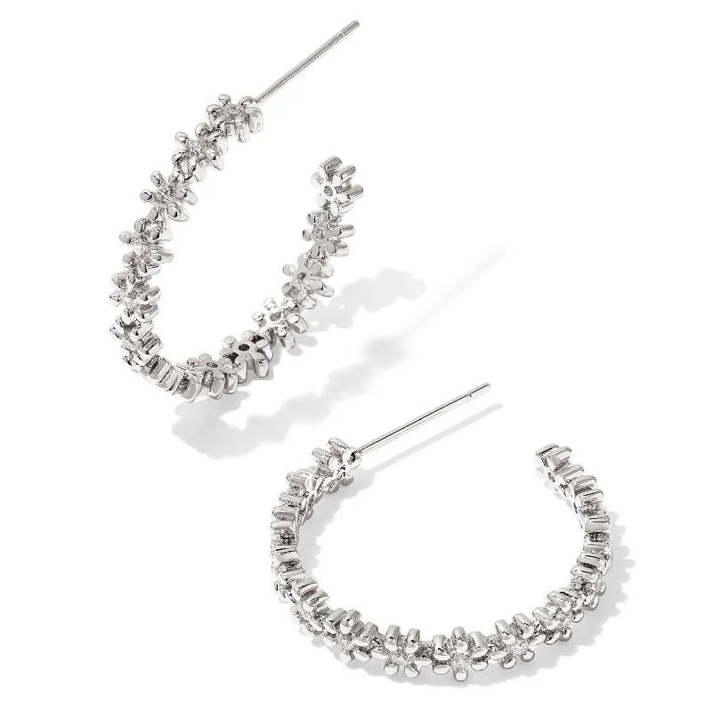 Magnetic clip-on earringsKendra Scott | Nydia Silver Hoop Earrings in White Crystal