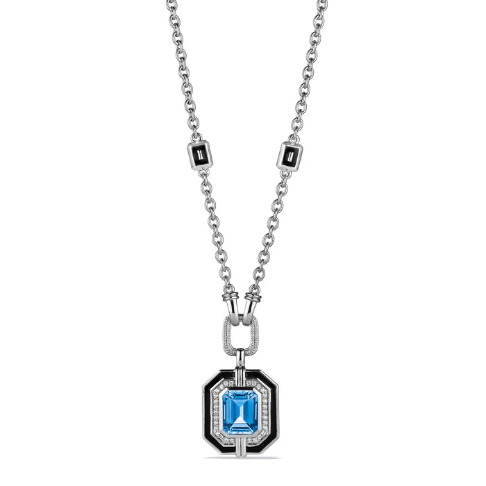 Necklaces for prom night  Judith Ripka SS Adrienne Necklace with Enamel, Swiss Blue Topaz and Diamonds 20"