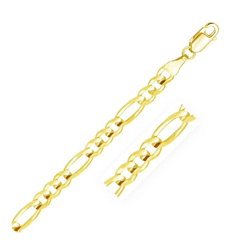 Multicolor crystal bracelets  6.0mm 14k Yellow Gold Solid Figaro Bracelet