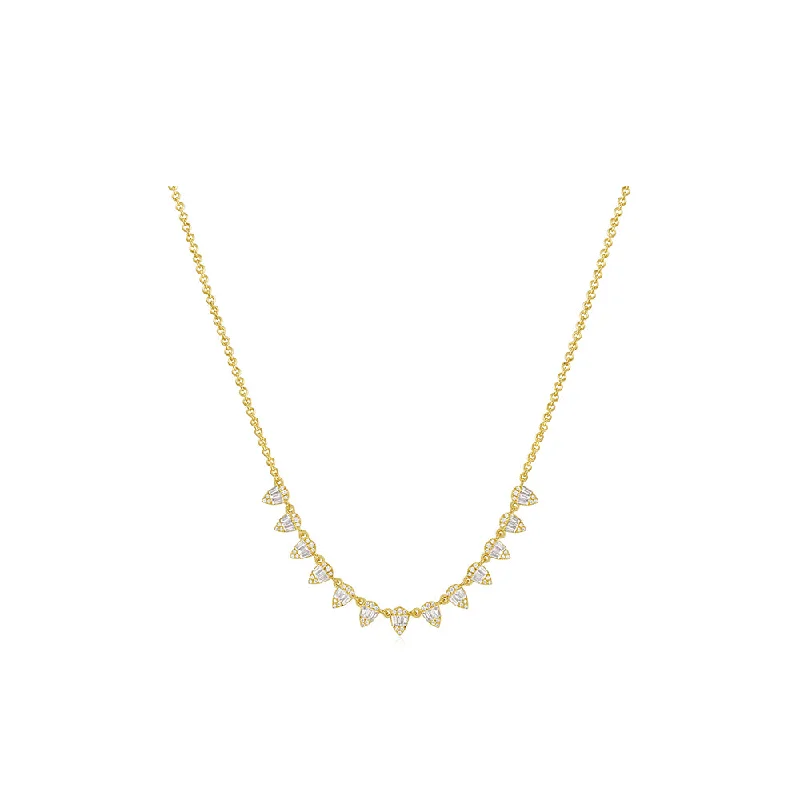 Classic choker necklaces  Diamond Baguette Pear Shape Necklace