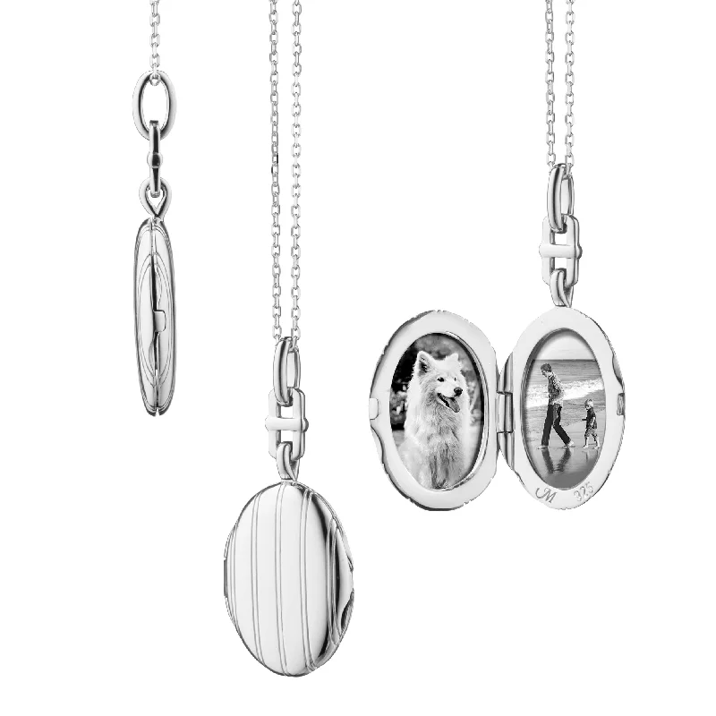 Everyday necklaces for women  Slim Pinstripe "Eve" Sterling Silver Locket Necklace