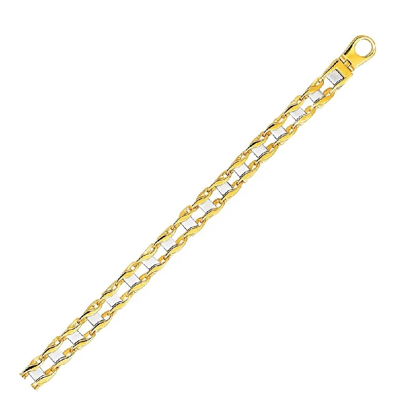 Extra long wrap bracelets  14k Two-Tone Gold Men's Bracelet with S Style Bar Links