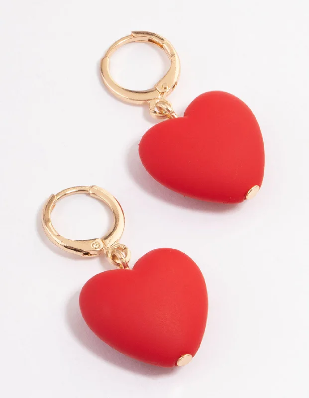 Blue sapphire earringsGold Red Bubble Heart Huggie Earrings