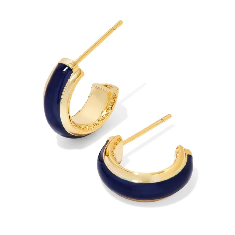 Push back earringsKendra Scott | Ainsley Gold Huggie Earrings in Navy Enamel