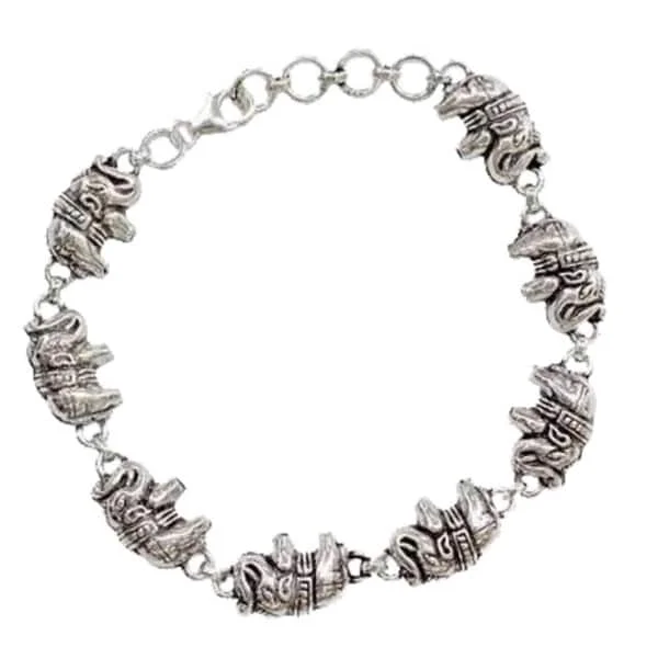 Nickel-free bracelets  Handmade Sterling Silver 'Lucky Elephants' Link Bracelet (India)