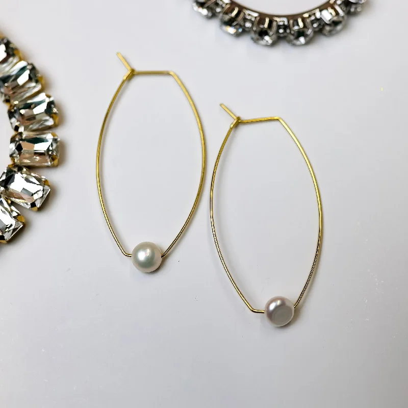 Platinum earringsSorrelli | Camilla Hoop Earrings in Bright Gold Tone and Modern Pearl